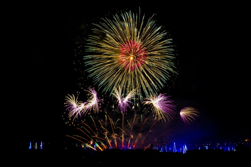 Traditional fireworks display on the eve of the feast of Our Lady of Mount Carmel, Zurrieq, Malta, known as tal-Karmnu, Shot during 2024 feast.